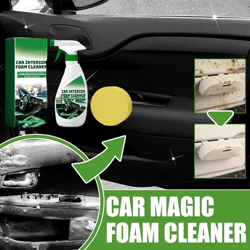 🌟VENTA CALIENTE🌟Limpiador eficaz de espuma para el interior del coche con esponja