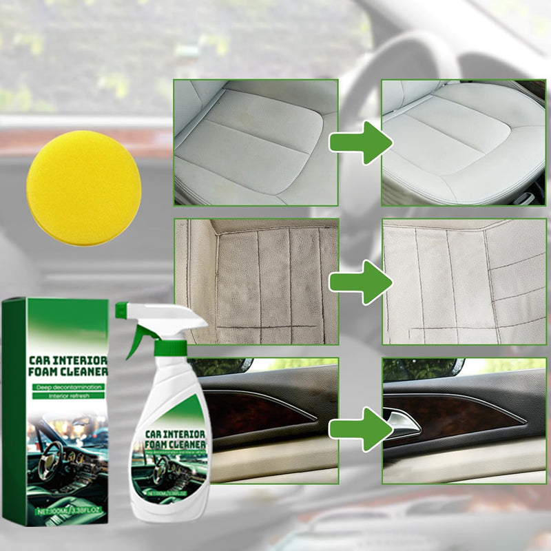 🌟VENTA CALIENTE🌟Limpiador eficaz de espuma para el interior del coche con esponja