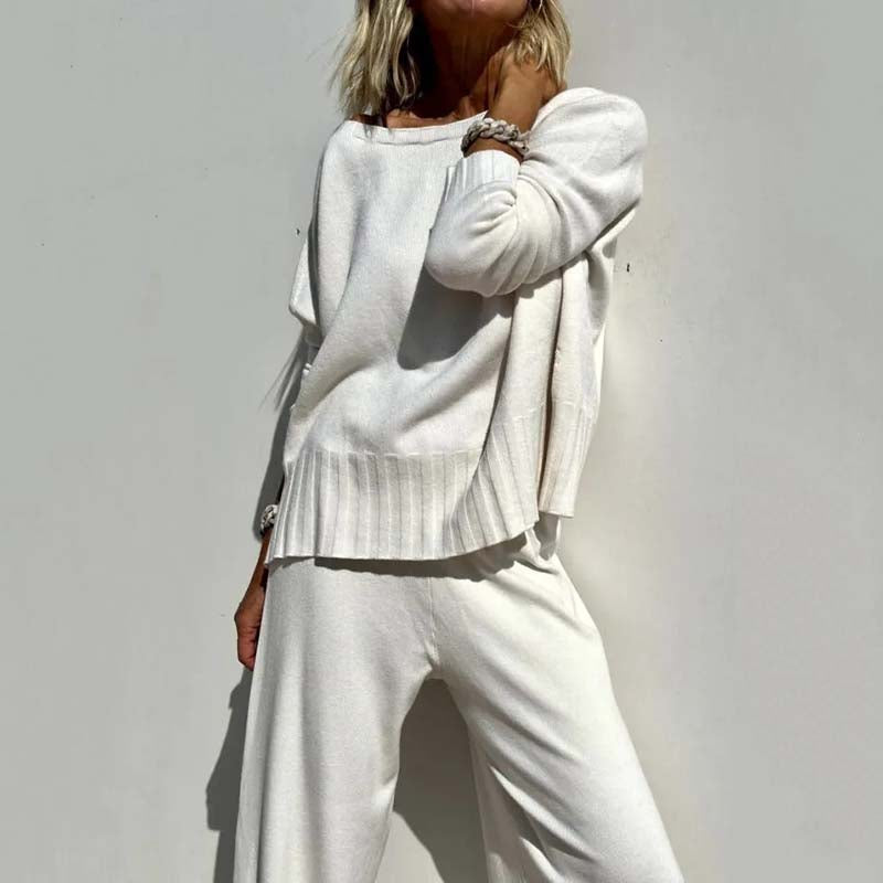 Conjunto elegante de dos piezas de punto para mujer