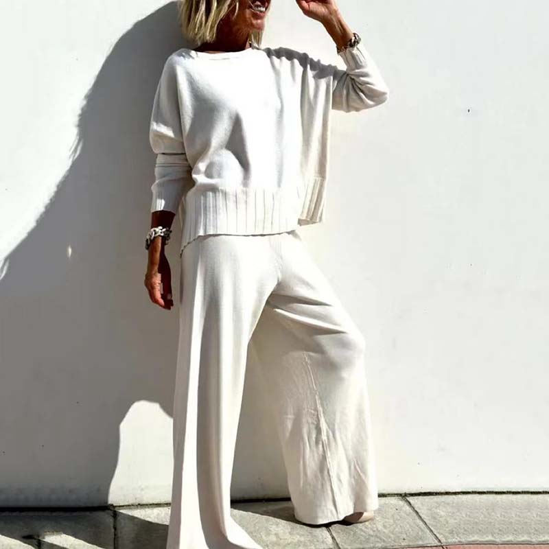 Conjunto elegante de dos piezas de punto para mujer