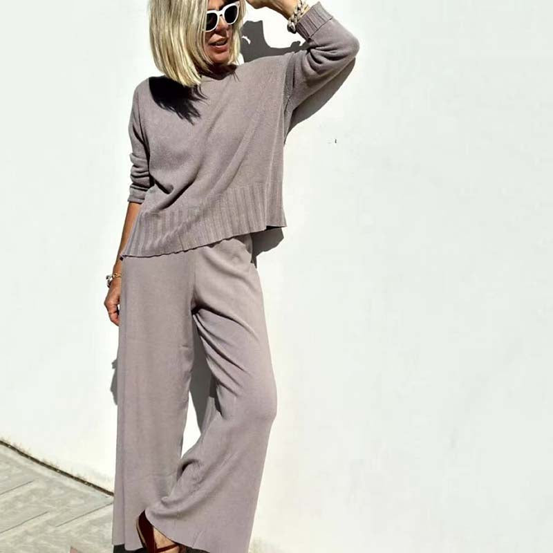 Conjunto elegante de dos piezas de punto para mujer
