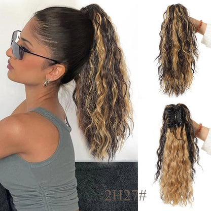 💜 LAST DAY PROMOTION - 50%OFF💜18 Inch Curly Wavy Frizzy Hair Extension with Ponytail