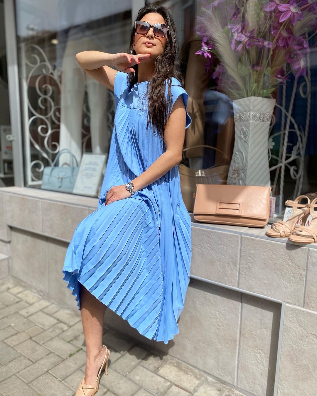 50% OFF💕Sleeveless pleated simple solid colour dress