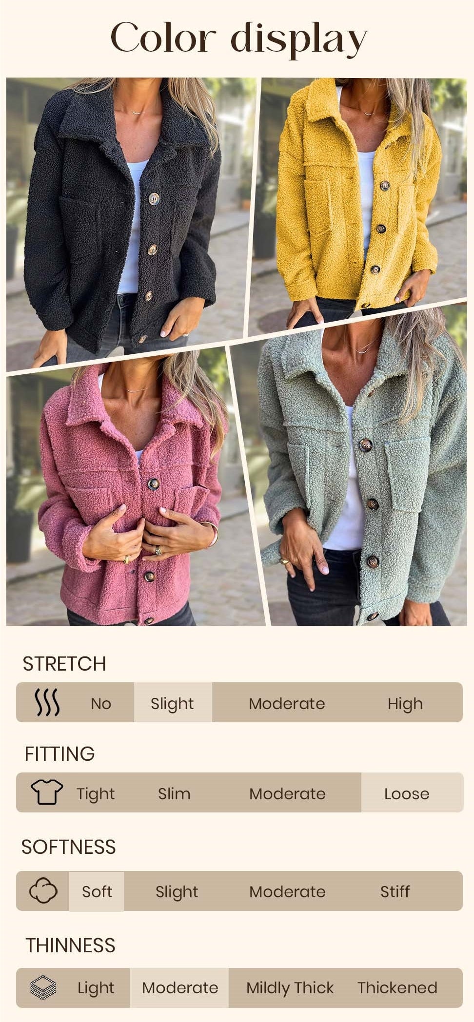 Women's Warm Lapel Cropped Jacket