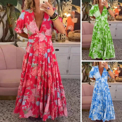 🔥Limited Time 50% OFF🔥Comfortable V-neck Floral Loose Maxi dress with pockets