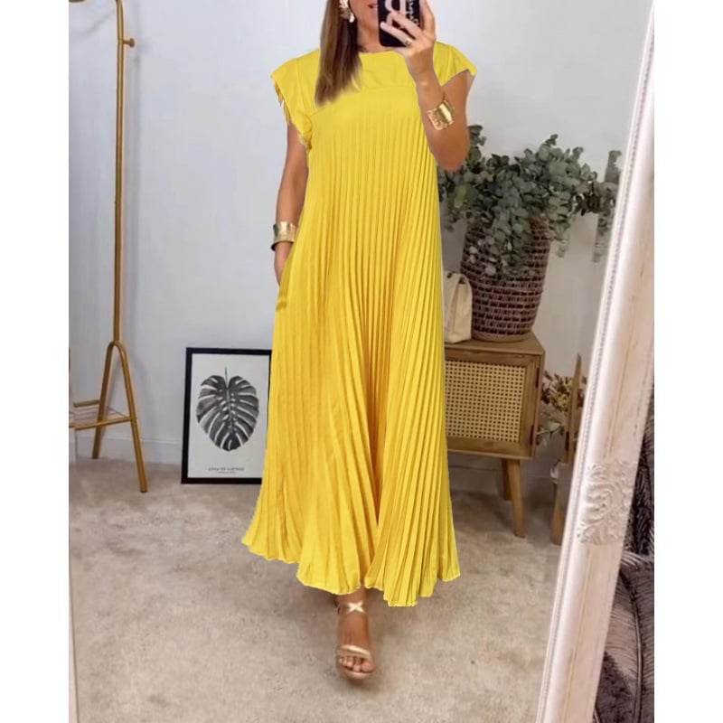 50% OFF💕Sleeveless pleated simple solid colour dress