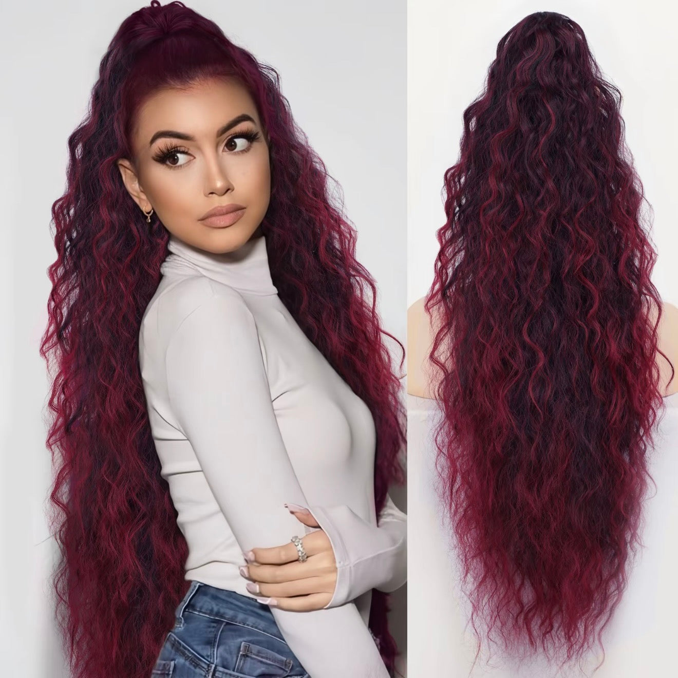 💜 LAST DAY PROMOTION - 50%OFF💜Curly Wavy Frizzy Hair Extension with Ponytail