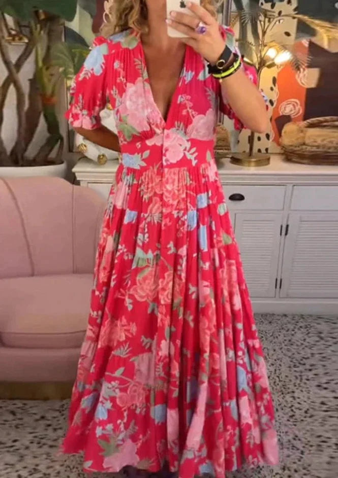 🔥Limited Time 50% OFF🔥Comfortable V-neck Floral Loose Maxi dress with pockets