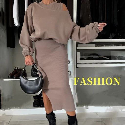 💜 LAST DAY PROMOTION - 50%OFF💜Women's Sweatshirt & Sleeveless Dress 2-Piece Set