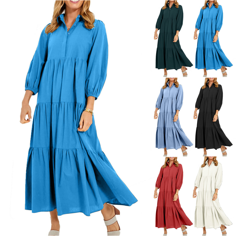 🔥Limited Time 50% OFF🔥Women's Plus Size Casual Lapel Long Dress