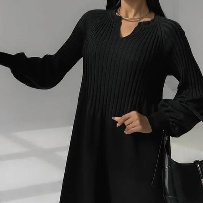 🔥Limited Time 50% OFF🔥Women's Solid Color Knitted Long-sleeve Maxi Dress