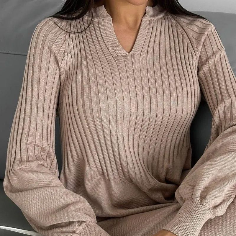 🔥Limited Time 50% OFF🔥Women's Solid Color Knitted Long-sleeve Maxi Dress